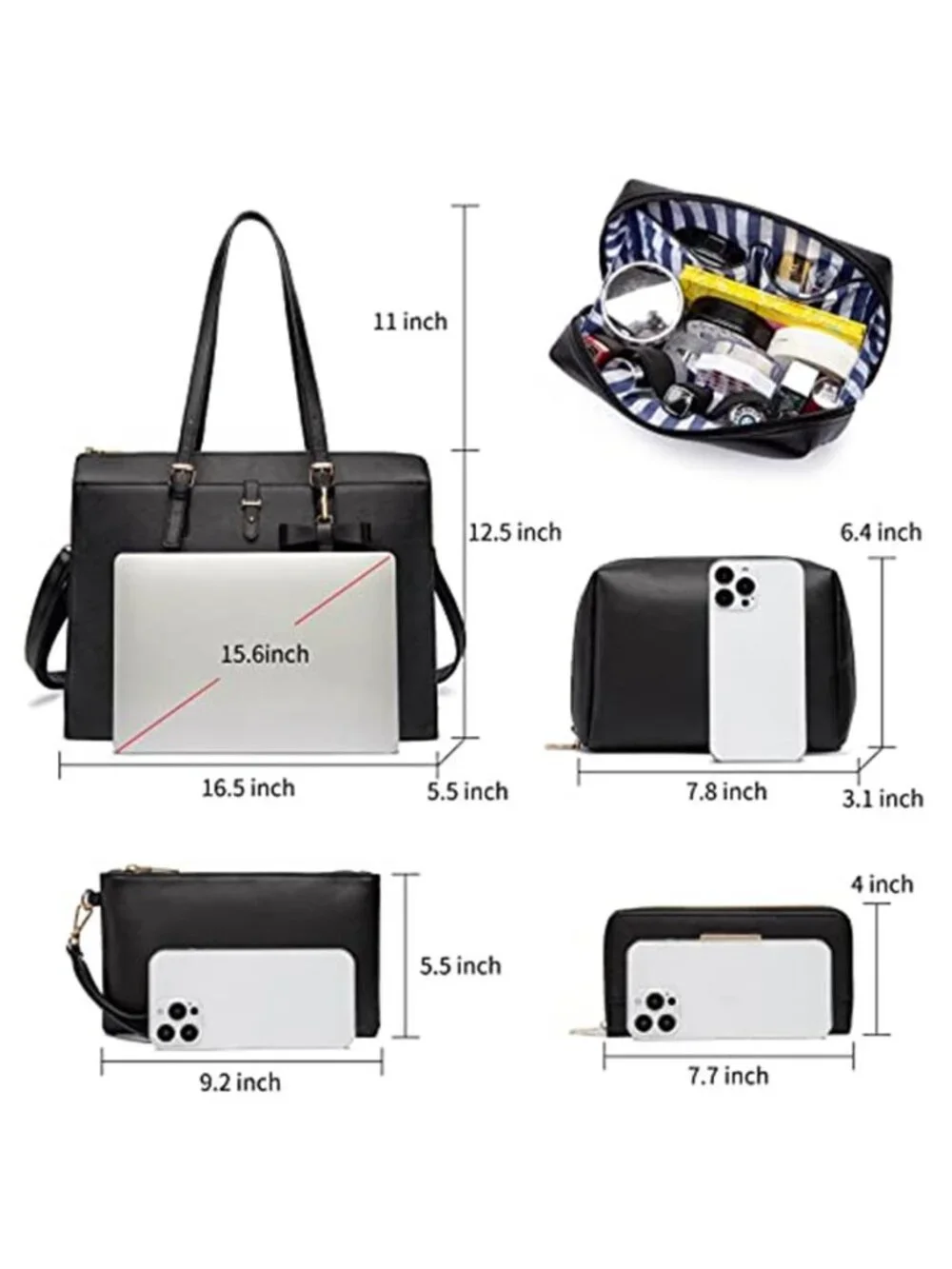 Womens Laptop Tote Bag Work Purse 15.6 Inch USB Charging Crossbody Handbag